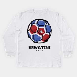 Eswatini Football Country Flag Kids Long Sleeve T-Shirt